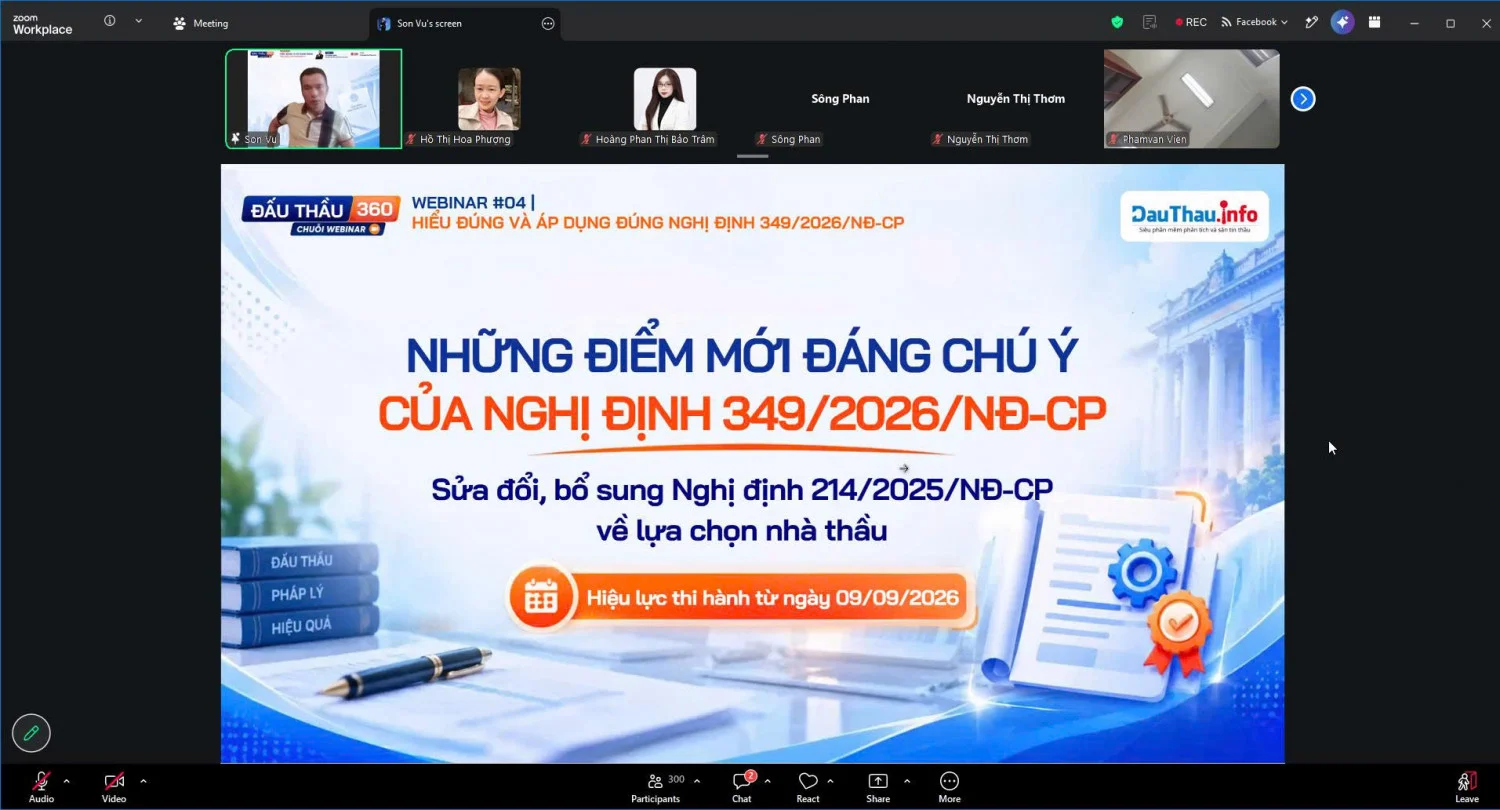 Ghi nhận giới hạn tối đa với 300 người tham dự đồng thời trong Phòng Zoom